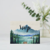 Rustieke Lakeside RSVP Briefkaart met Maaltijdkeuz (Staand voorkant)