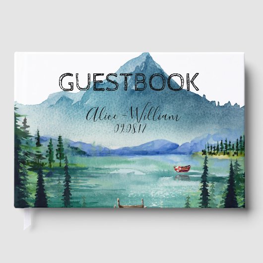 Rustieke Lakeside Wedding Custom Guest Book Gastenboek (Voorkant)