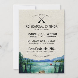 Rustieke Lakeside Wedding repetitie diner Kaart