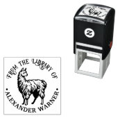 Rustieke Lama #2 Ronde Naam Bibliotheekboek Zelfinktende Stempel (In situ)