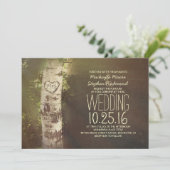 Rustieke land berk boom bruiloft uitnodigingen (Staand voorkant)