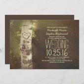 Rustieke land berk boom bruiloft uitnodigingen (Voorkant / Achterkant)