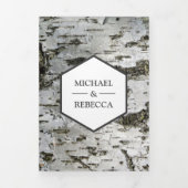 Rustieke land berk boom schors foto bruiloft drieluik uitnodiging (Cover)