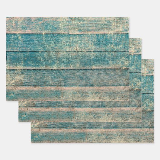 Rustieke land Blauwgroen Sepia hout textuur Inpakpapier Vel (Set)