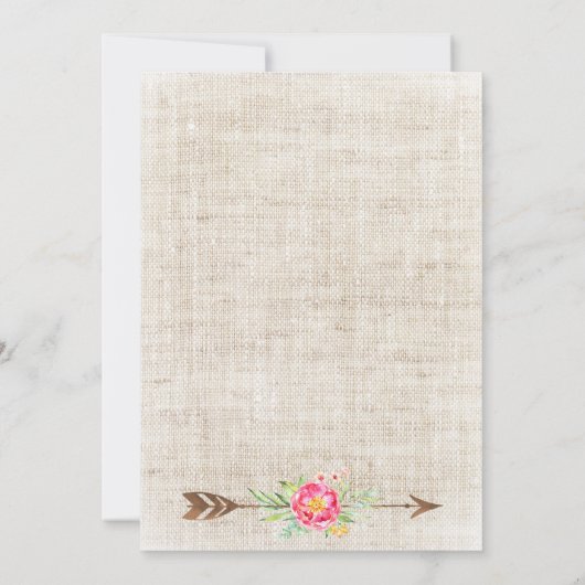 Rustieke Land Bloemen Antlers Huwelijksuitnodiging Kaart (Achterkant)