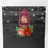  rustieke land bloemenolie lantaarn bruiloft drieluik uitnodiging (Binnenzijde eerst)