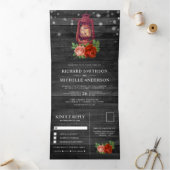  rustieke land bloemenolie lantaarn bruiloft drieluik uitnodiging (Binnen)