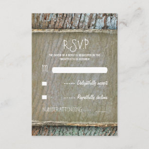Rustieke land boom hout bruiloft RSVP kaarten Kaartje