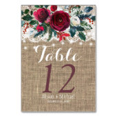 Rustieke land bordeauxpioen bruiloft tafel nummer kaart (Achterkant)