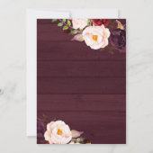 Rustieke Land Bourgondië Bloemen Huwelijk Kaart (Achterkant)