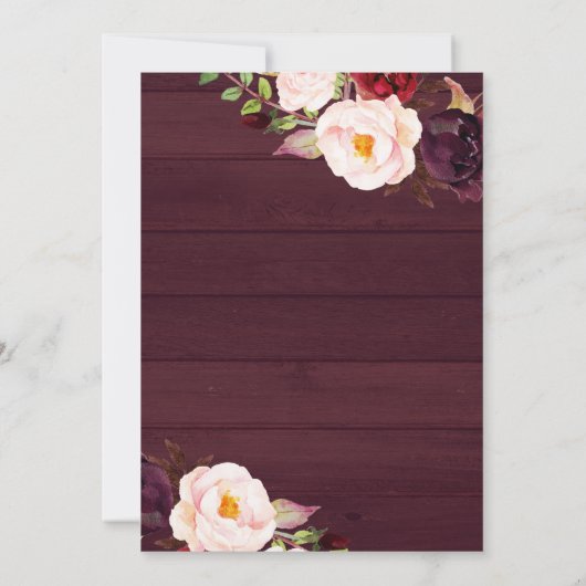 Rustieke Land Bourgondië Bloemen Huwelijk Kaart (Achterkant)