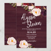 Rustieke Land Bourgondië Bloemen Huwelijk Kaart (Voorkant / Achterkant)