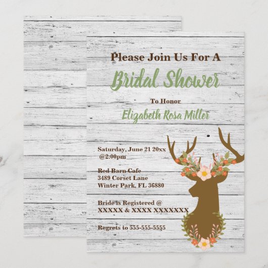 Rustieke Land Bruids Douche Uitnodiging (Voorkant / Achterkant)