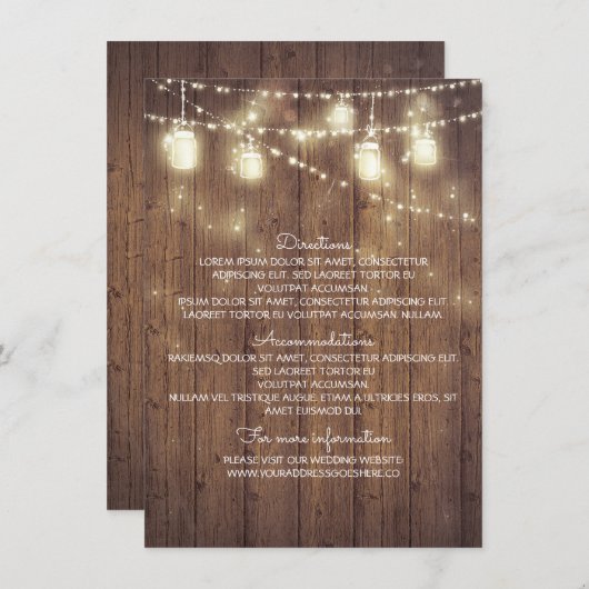 Rustieke land bruiloft details - Informatie Informatiekaartje (Voorkant / Achterkant)