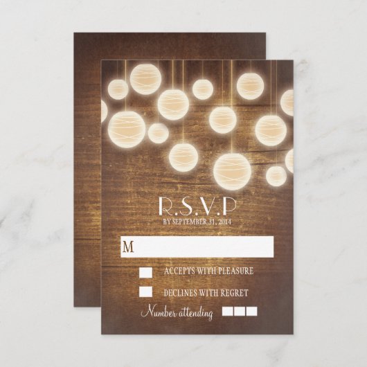 Rustieke land bruiloft RSVP kaarten (Voorkant / Achterkant)