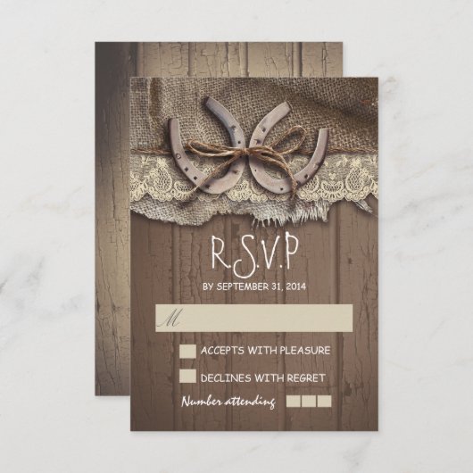 Rustieke land bruiloft RSVP kaarten (Voorkant / Achterkant)