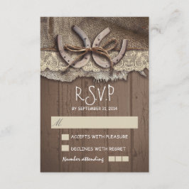 Rustieke land bruiloft RSVP kaarten Kaartje