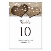 Rustieke Land Burlap en Kant Tafel Aantal Kaarten (Voorkant)