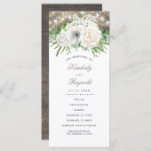 Rustieke land chique witte bloemen bruiloft progra programmakaart (Voorkant / Achterkant)