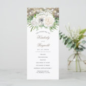 Rustieke land chique witte bloemen bruiloft progra programmakaart (Staand voorkant)