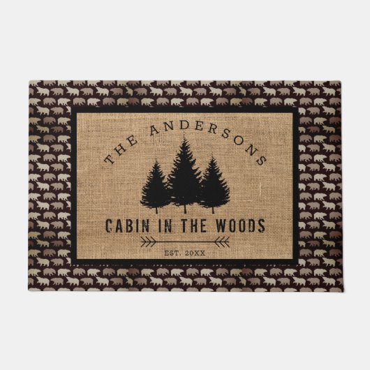 Rustieke Land Familienaam Cabin in Beer Moose Deurmat (Voorkant)