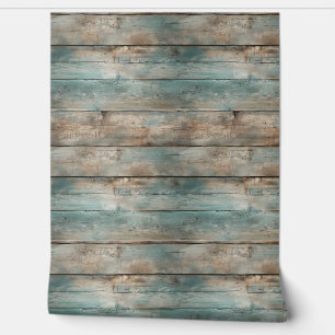 Rustieke land gedragen blauwe houten hek boards behang
