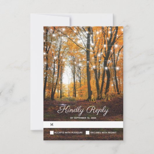 Rustieke Land Herfst Herfst Woodland Wedding RSVP (Voorkant)