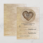 Rustieke land hout hart bruiloft RSVP kaarten Kaartje (Voorkant / Achterkant)