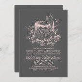 Rustieke land hout hart bruiloft uitnodiging (Voorkant / Achterkant)