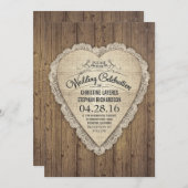 Rustieke land houten kant en jute bruiloft uitnodi kaart (Voorkant / Achterkant)
