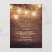 Rustieke Land Houten Lichten Kant Bruiloft Details Informatiekaartje (Voorkant)
