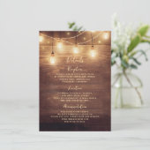Rustieke Land Houten Lichten Kant Bruiloft Details Informatiekaartje (Staand voorkant)