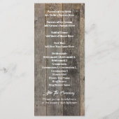 rustieke land houtnerf schuur bruiloft programma's (Achterkant)