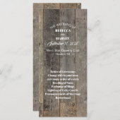 rustieke land houtnerf schuur bruiloft programma's (Voorkant / Achterkant)