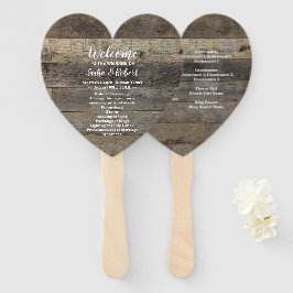 rustieke land houtnerf schuur bruiloft programma's handwaaier