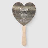 rustieke land houtnerf schuur bruiloft programma's handwaaier (Voorkant)