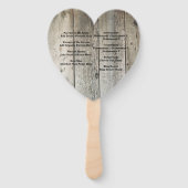 rustieke land houtnerf schuur bruiloft programma's handwaaier (Achterkant)