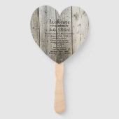 rustieke land houtnerf schuur bruiloft programma's handwaaier (Voorkant)