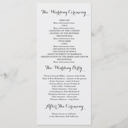 Rustieke land huwelijksprogramma's programmakaart (Achterkant)