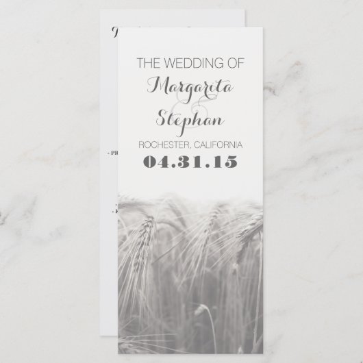 Rustieke land huwelijksprogramma's programmakaart (Voorkant / Achterkant)