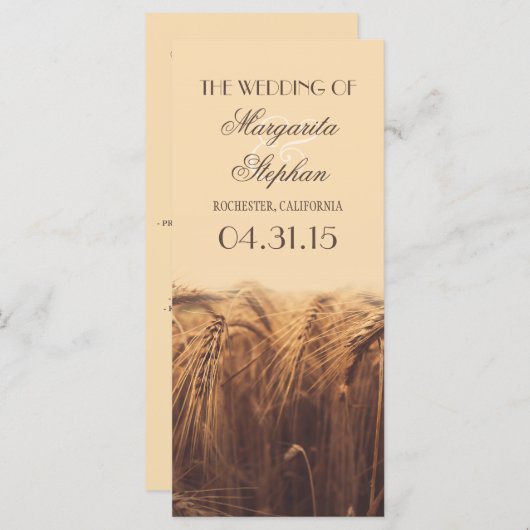 Rustieke land huwelijksprogramma's programmakaart (Voorkant / Achterkant)