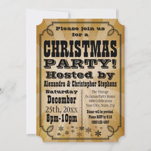 Rustieke Land Kerstfeest Uitnodiging (Voorkant)
