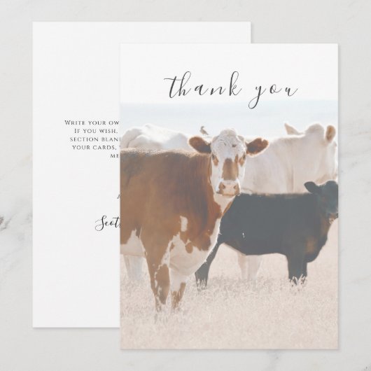 Rustieke land Koeien in het veld Flat Thank You Ca Bedankkaart (Voorkant / Achterkant)