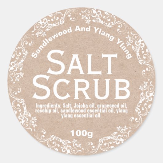 Rustieke land Kraft zout scrub labels (Voorkant)