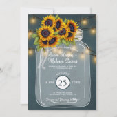 Rustieke land krijtbord zonnebloemen bruiloft kaart (Voorkant)