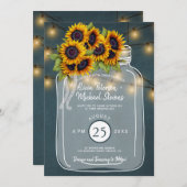 Rustieke land krijtbord zonnebloemen bruiloft kaart (Voorkant / Achterkant)