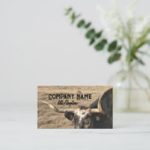 Rustieke Land Longhorn koe Fotografie Visitekaartje (Staand voorkant)