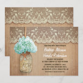 rustieke land mason jar hortensia bruiloft kaart (Voorkant / Achterkant)