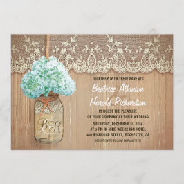 rustieke land mason jar hortensia bruiloft kaart