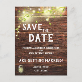 Rustieke Land Mason String Lights Opslaan van de d Briefkaart